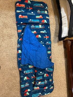 Children's Navy Vehicle Print Sleep Sack with Blue Lining